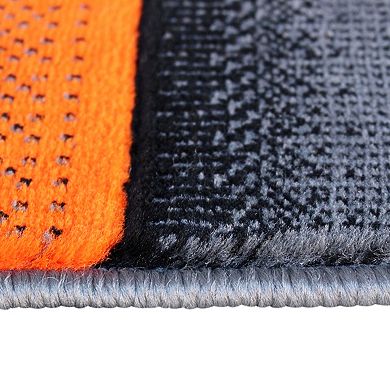 Masada Rugs Masada Rugs Trendz Collection 2'x3' Modern Contemporary Area Rug in Orange, Gray and Black-Design Trz861