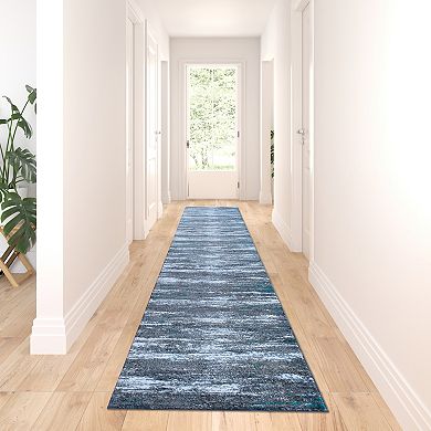 Masada Rugs Masada Rugs Stephanie Collection Modern Contemporary Design 3'x16' Area Rug Runner in Turquoise, Gray, Black and White - Design 1102