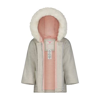 Girls 4-6x Carter's Faux Fur Trim Hooded Checked Toggle Coat