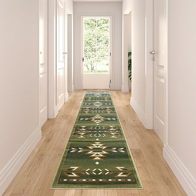 Masada Rugs Masada Rugs Southwest 2'x11' Native American Area Rug Runner in Green