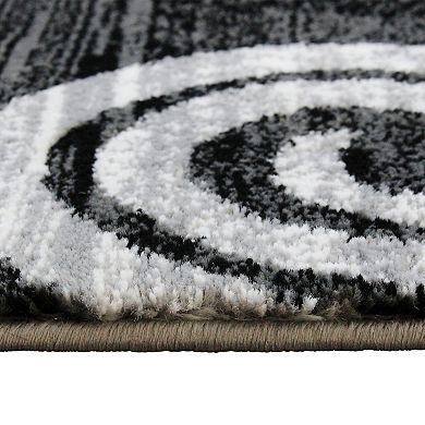 Masada Rugs Masada Rugs Stephanie Collection 2'x7' Area Rug Runner with Modern Contemporary Design 1103 in Gray, White and Black