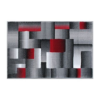 Masada Rugs Masada Rugs Trendz Collection 2'x3' Modern Contemporary Area Rug in Red, Gray and Black-Design Trz861