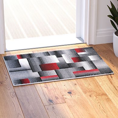 Masada Rugs Masada Rugs Trendz Collection 2'x3' Modern Contemporary Area Rug in Red, Gray and Black-Design Trz861