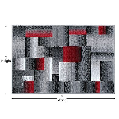 Masada Rugs Masada Rugs Trendz Collection 2'x3' Modern Contemporary Area Rug in Red, Gray and Black-Design Trz861