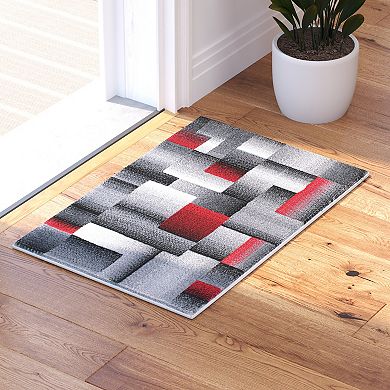 Masada Rugs Masada Rugs Trendz Collection 2'x3' Modern Contemporary Area Rug in Red, Gray and Black-Design Trz861