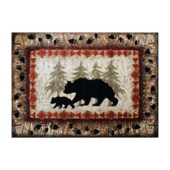 Masada Rugs Masada Rugs 6'x9' Cabin/Lodge Theme Area Rug with Bear and Cub Scene