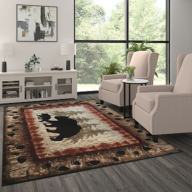 Masada Rugs Masada Rugs 6'x9' Cabin/Lodge Theme Area Rug with Bear and Cub Scene