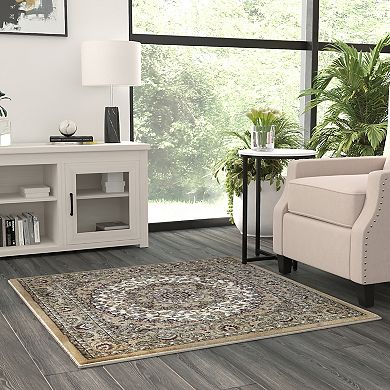 Masada Rugs Masada Rugs Bellagio Collection 4'x4' Traditional Square Area Rug in Ivory - Design B401