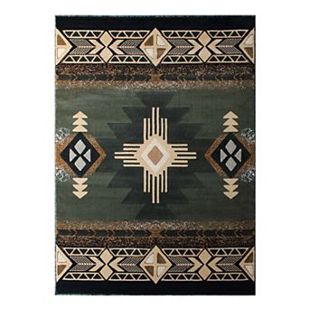 Masada Rugs Masada Rugs 5'x7' Southwest Native American Area Rug - Design C318 Sage Green