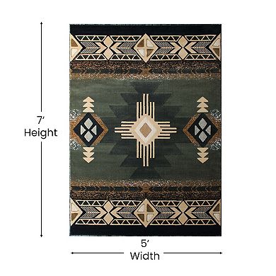 Masada Rugs Masada Rugs 5'x7' Southwest Native American Area Rug - Design C318 Sage Green