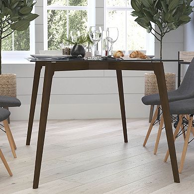 Merrick Lane 1st Avenue Dining Table Rectangular 59" Clear Glass Top Dining Room Table With Solid Beechwood Frame And Walnut Finish