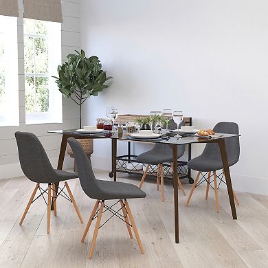 Merrick Lane 1st Avenue Dining Table Rectangular 59" Clear Glass Top Dining Room Table With Solid Beechwood Frame And Walnut Finish