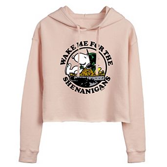Juniors' Peanuts Snoopy Shenanigans Cropped Hoodie