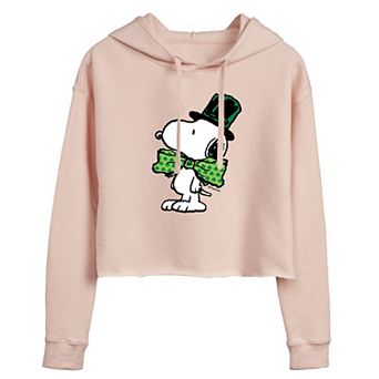 Juniors' Peanuts St. Patrick's Day Cropped Hoodie