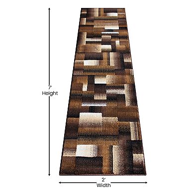 Masada Rugs Masada Rugs Trendz Collection 2'x7' Modern Contemporary Runner Area Rug in Chocolate, Brown and Beige-Design Trz861