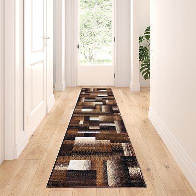 Masada Rugs Masada Rugs Trendz Collection 2'x7' Modern Contemporary Runner Area Rug in Chocolate, Brown and Beige-Design Trz861