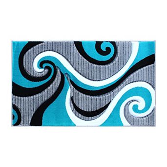 Masada Rugs Masada Rugs Sophia Collection 2'x3' Modern Contemporary Hand Sculpted Area Rug in Turquoise