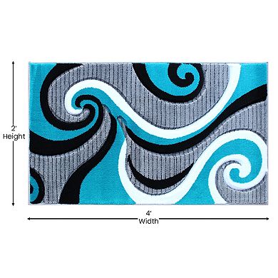Masada Rugs Masada Rugs Sophia Collection 2'x3' Modern Contemporary Hand Sculpted Area Rug in Turquoise