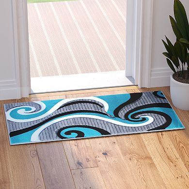 Masada Rugs Masada Rugs Sophia Collection 2'x3' Modern Contemporary Hand Sculpted Area Rug in Turquoise