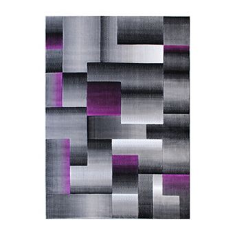 Masada Rugs Masada Rugs Trendz Collection 8'x10' Modern Contemporary Area Rug in Purple, Gray and Black-Design Trz861