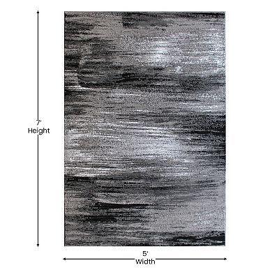 Masada Rugs Masada Rugs Trendz Collection 5'x7' Modern Contemporary Area Rug in Gray, Black and White - Design Trz863