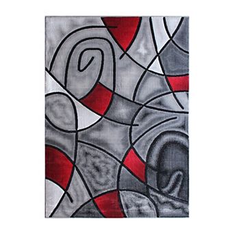 Masada Rugs Masada Rugs Trendz Collection 8'x10' Modern Contemporary Area Rug in Red, Gray and Black
