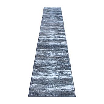 Masada Rugs Masada Rugs Stephanie Collection Modern Contemporary Design 2'x11' Area Rug Runner in Gray, Black and White - Design 1102