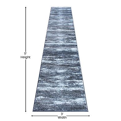 Masada Rugs Masada Rugs Stephanie Collection Modern Contemporary Design 2'x11' Area Rug Runner in Gray, Black and White - Design 1102