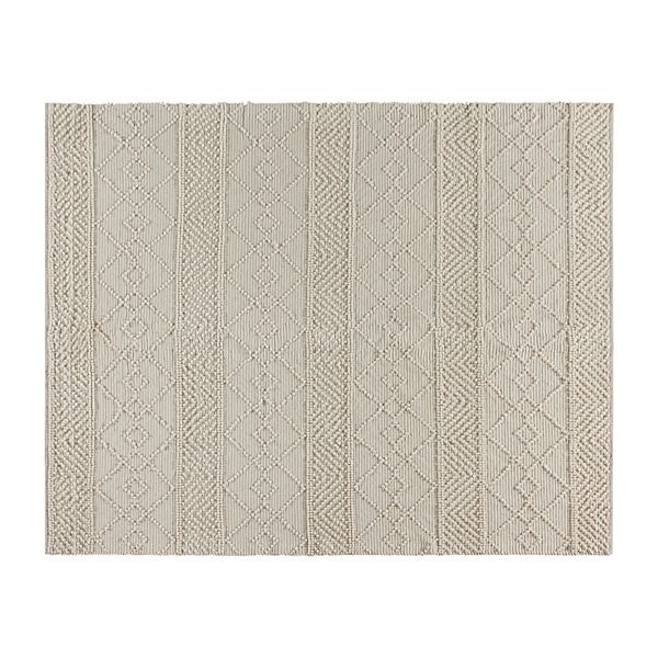 Masada Rugs Ava Geometric Handwoven Area Rug, Ivory (8 Feet x 10 Feet)