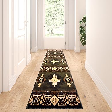 Masada Rugs Masada Rugs 2'x7' Southwest Native American Runner Rug - Design C318 Sage Green