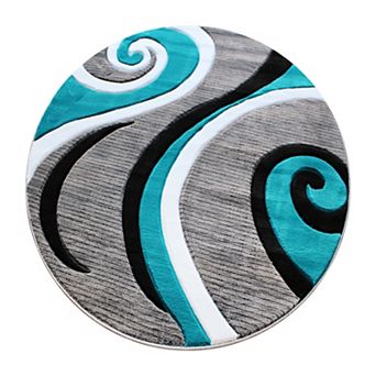 Masada Rugs Masada Rugs Sophia Collection 5'x5' Round Modern Contemporary Hand Sculpted Area Rug in Turquoise