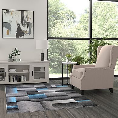 Masada Rugs Masada Rugs Trendz Collection 5'x7' Modern Contemporary Area Rug in Blue, Gray and Black-Design Trz861