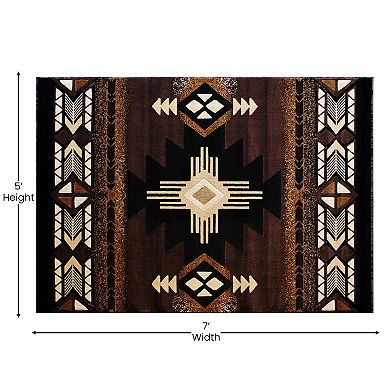 Masada Rugs Masada Rugs 5'x7' Southwest Native American Area Rug - Design C318 Chocolate