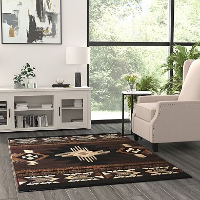 Masada Rugs Masada Rugs 5'x7' Southwest Native American Area Rug - Design C318 Chocolate