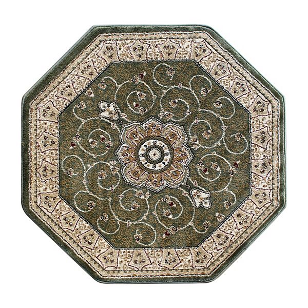 Masada Rugs Masada Rugs 7'x7' Traditional Octagon Area Rug in Green
