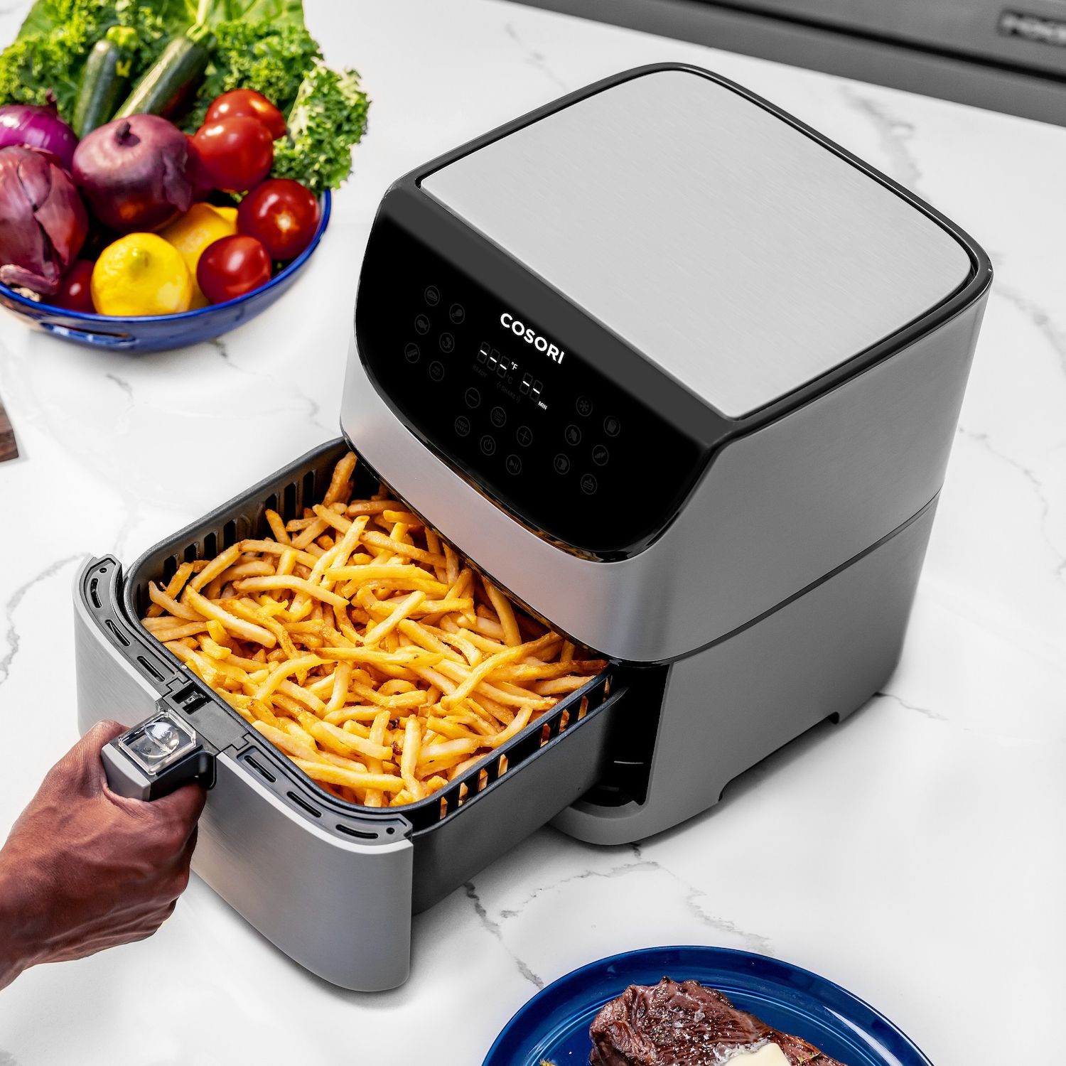 COSORI Pro Gen 2 Air Fryer 5.8QT, Upgraded Version with Stable Performance & Sleek New Look, 13 One Touch Functions, 100 Paper & 1100 Online Recipes, Dishwasher-Safe Detachable Square Basket, Black - Thumbnail 5