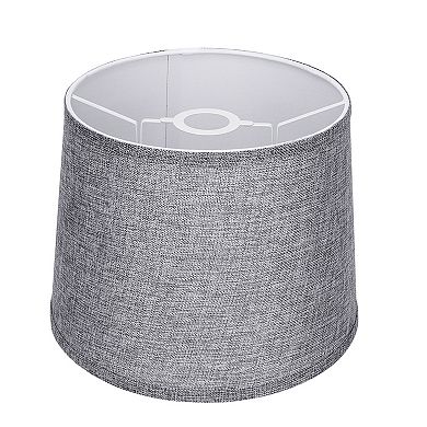 ALUCSET Linen Fabric Drum Lampshades with Spider Installation, Set of 2, Gray