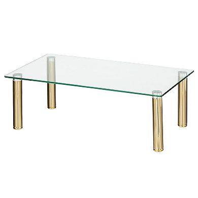 mDesign Flat Platform Riser Shelf for Laptop Computer or TV, Soft Brass/Clear