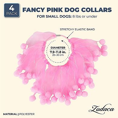 Okuna Outpost Fancy Pink Dog Collars for Small Pets (4 Pack)