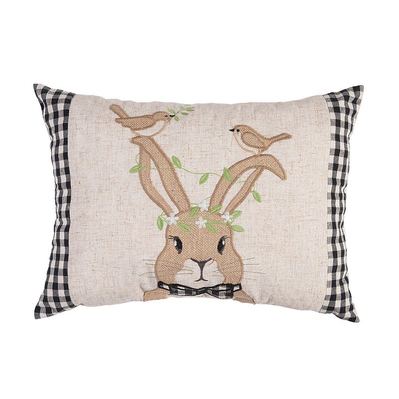 C&F Home Birds & Bunny Easter Throw Pillow, Beig/Green, 13X18
