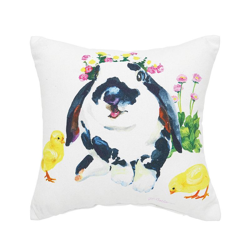 C&F Home Bunny & Ducks Easter Throw Pillow, White, 10X10