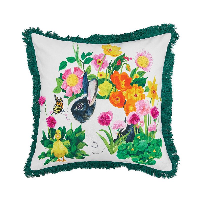 C&F Home Bunny Floral Easter Throw Pillow, Green, 18X18