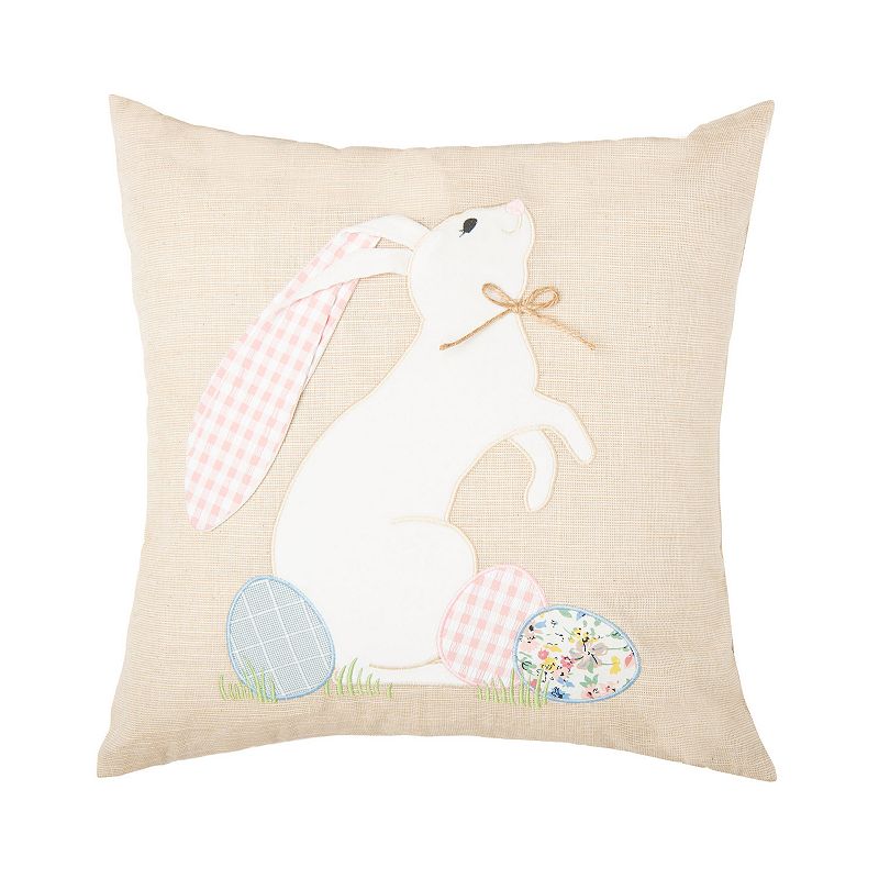 C&F Home Fancy Bunny Easter Throw Pillow, Beig/Green, 18X18