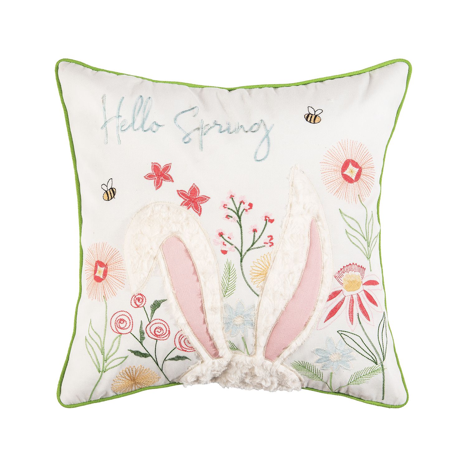 Happy Easter Bunny Ears - Spring Pillow Cover - 18x18 inches