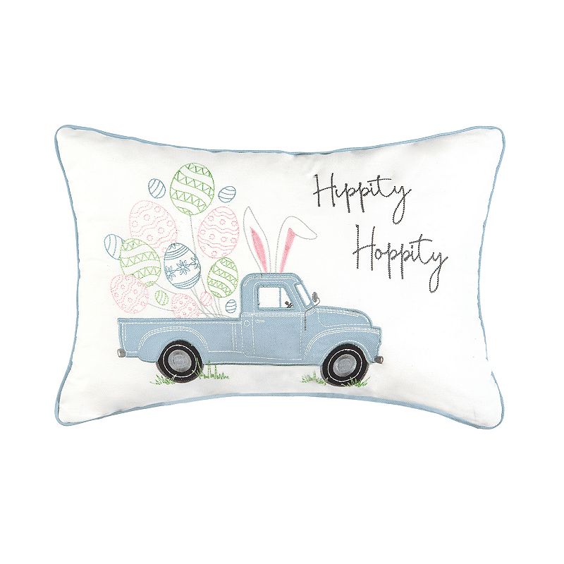 C&F Home Hippity Hoppity Truck Easter Throw Pillow, Blue, 13X20