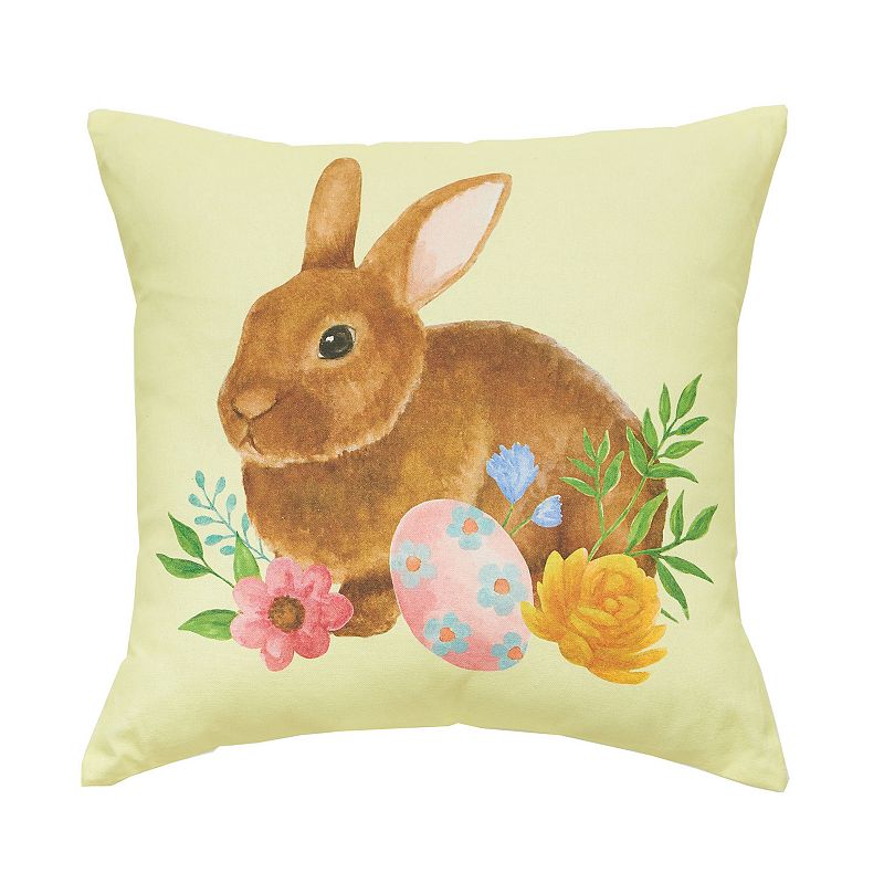 C&F Home Yellow Floral Bunny Easter Throw Pillow, Green, 18X18