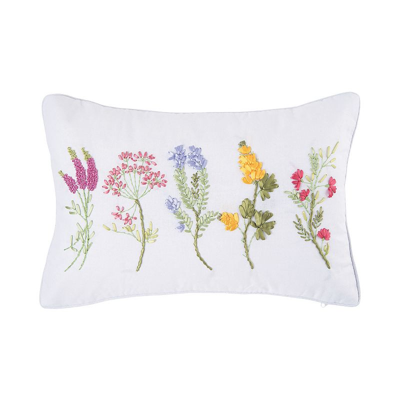C&F Home Botanical Floral Throw Pillow, White, 14X22