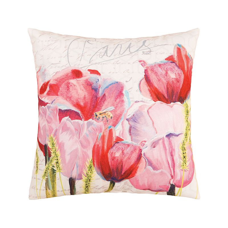 C&F Home Pink Tulips Floral Indoor/Outdoor Throw Pillow, 18X18