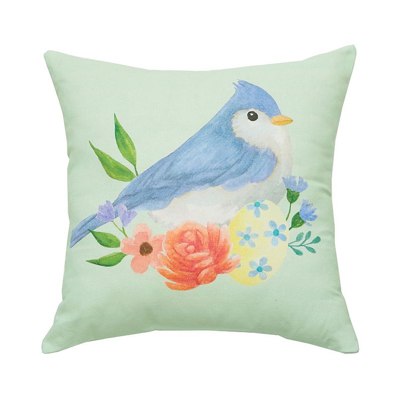 C&F Home Floral Blue Bird Throw Pillow, Green, 18X18