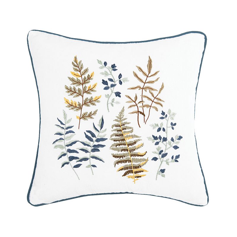C&F Home Botanical Leaves Throw Pillow, White, 18X18